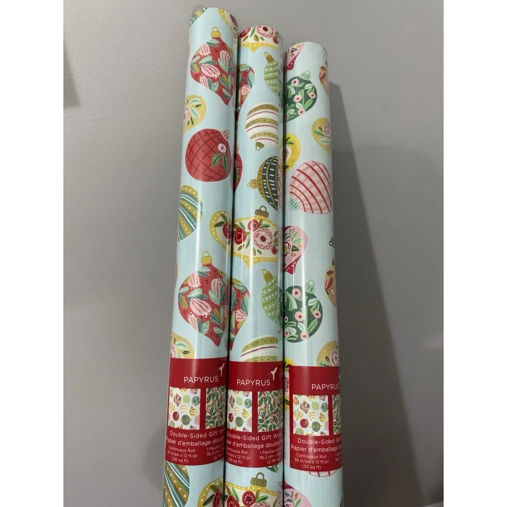 3 Papyrus Gift Wrapping Rolls Paper Ornaments Christmas